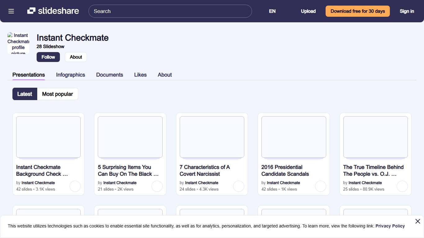 Instant Checkmate presentations